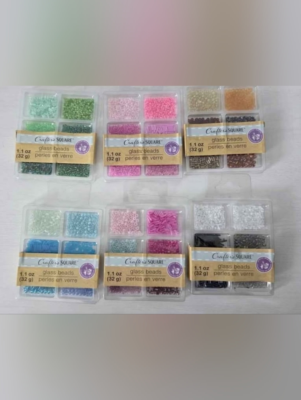 NEW Crafter's Square Glass Bead Mix Lot Of 6